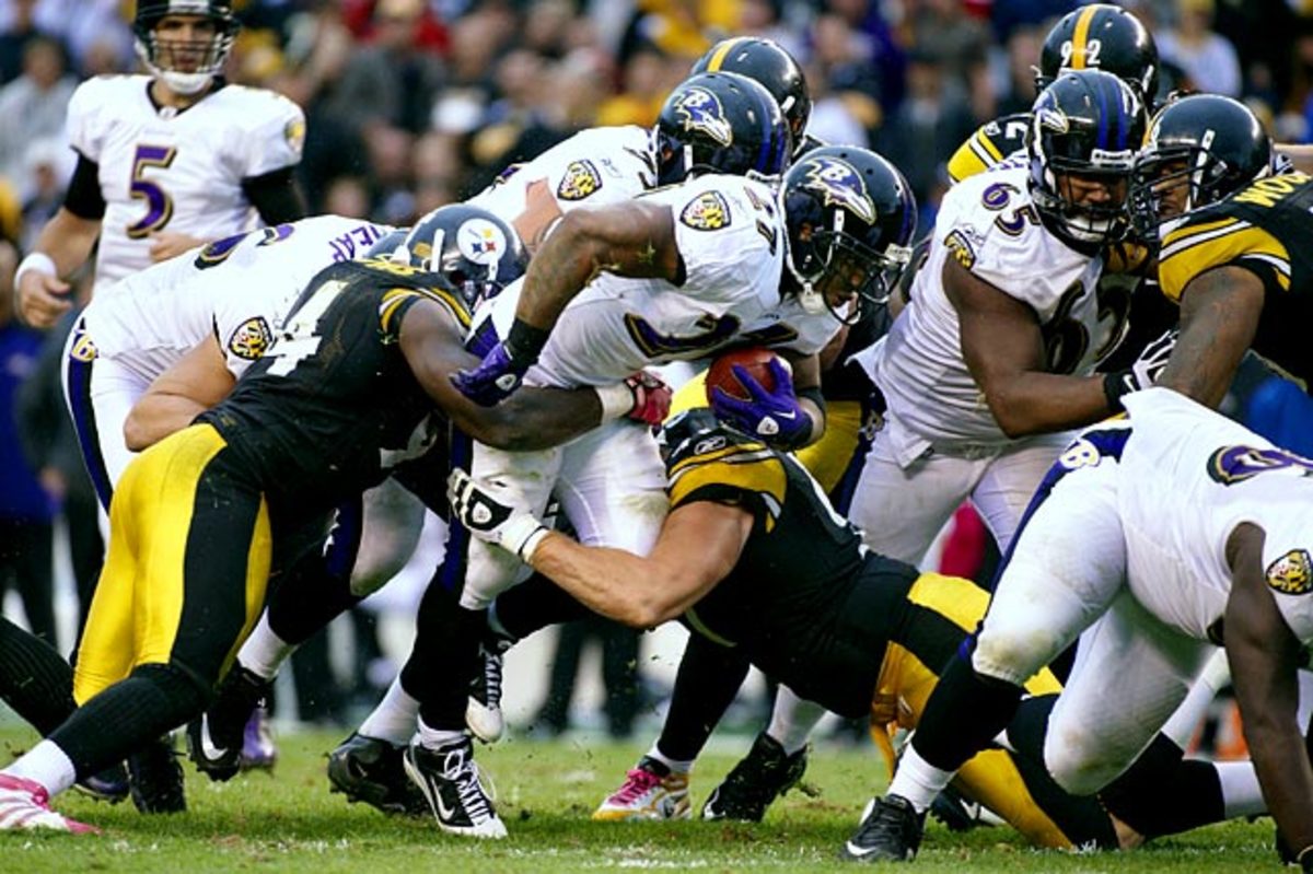 Ravens running back Ray Rice vs. Steelers rush defense