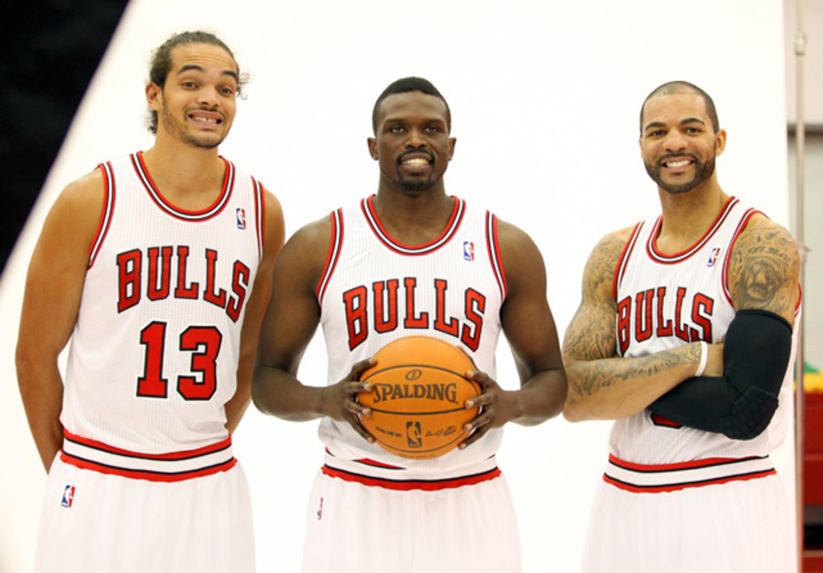 Joakim Noah, Luol Deng and Carlos Boozer