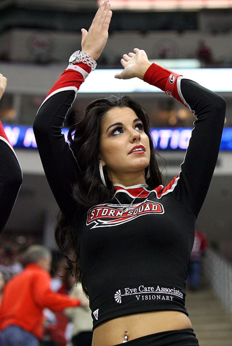 27 January 2015: A member of the Storm Squad, Carolina s cheerleaders. The Carolina  Hurricanes
