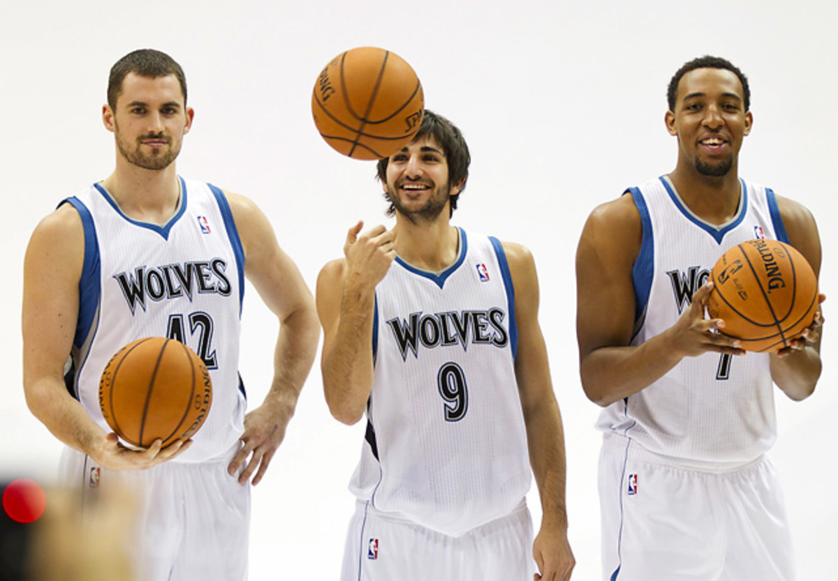 Kevin Love, Ricky Rubio and Derrick Williams 