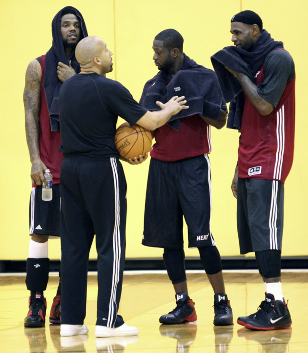 Udonis Haslem, Dwyane Wade and LeBron James