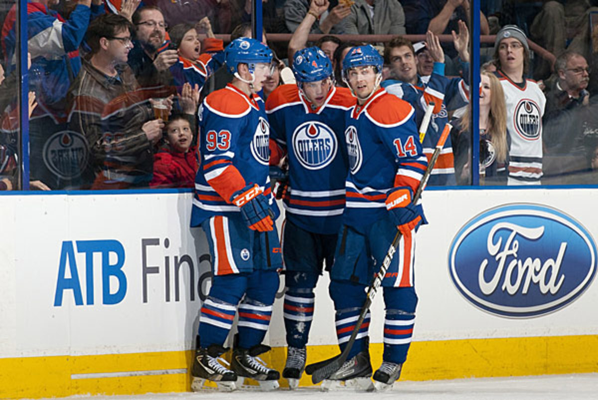 Ryan Nugent-Hopkins, Taylor Hall and Jordan Eberle
