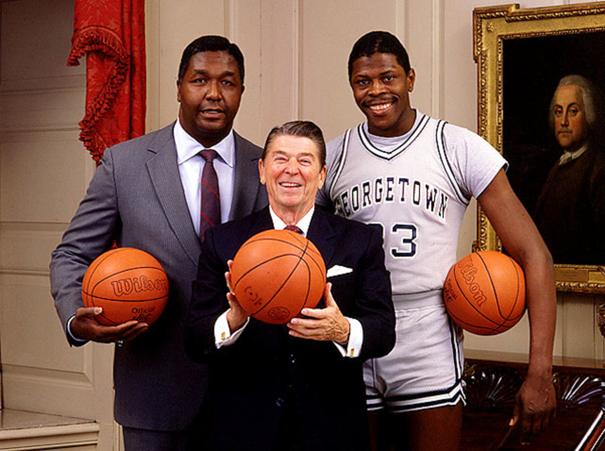 John Thompson, Ronald Reagan and Patrick Ewing 