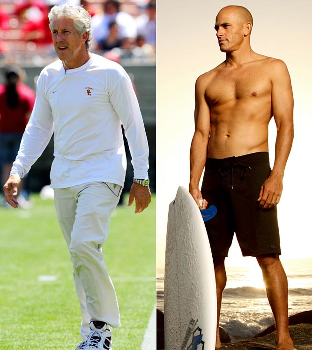 Pete Carroll and Kelly Slater