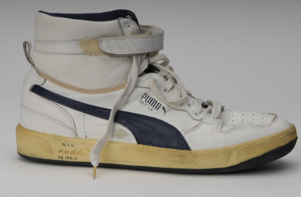 Pumas worn by Alex English in 1986. (David Berkwitz/SI) 