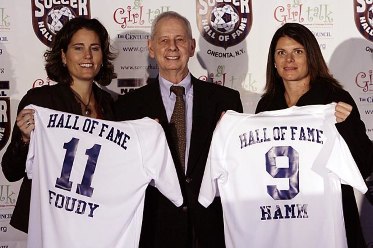 Julie Foudy and Mia Hamm