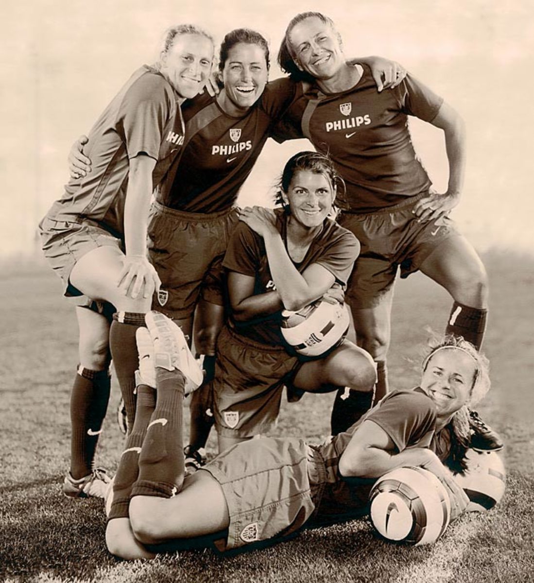 Mia Hamm, Julie Foudy, Brandi Chastain, Kristine Lilly and Joy Fawcett