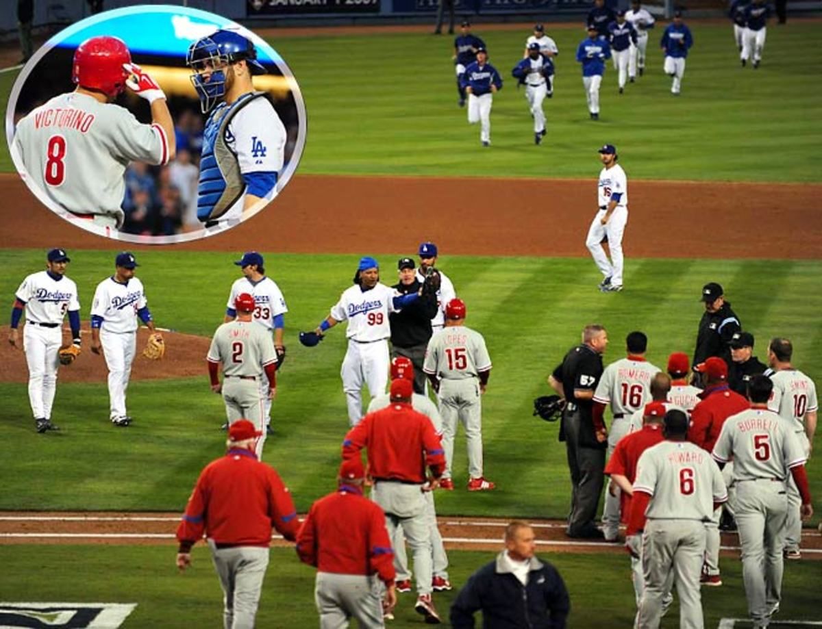 Dodgers and Phillies play beanball in NLCS