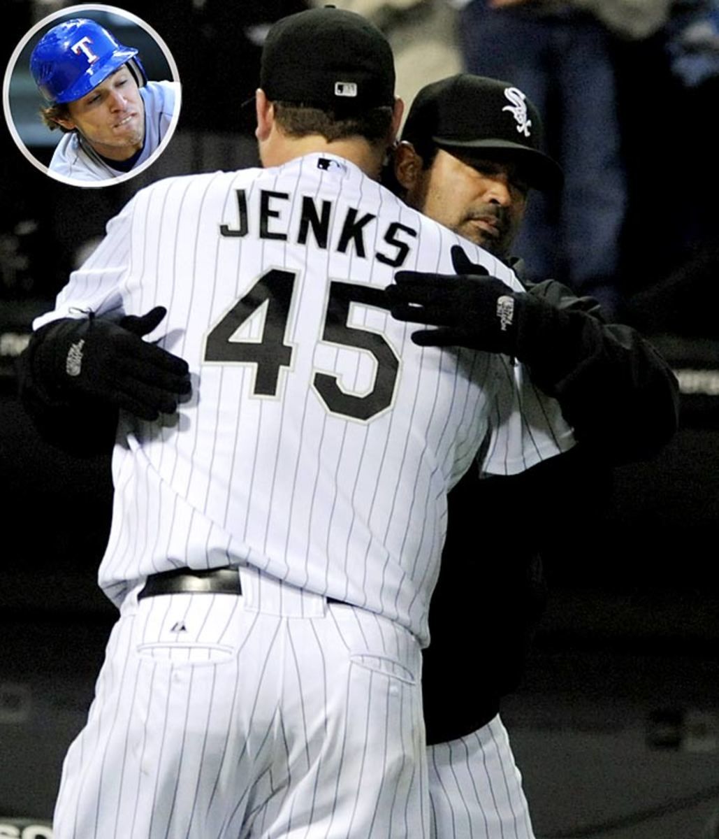 Bobby Jenks throws behind Ian Kinsler on purpose