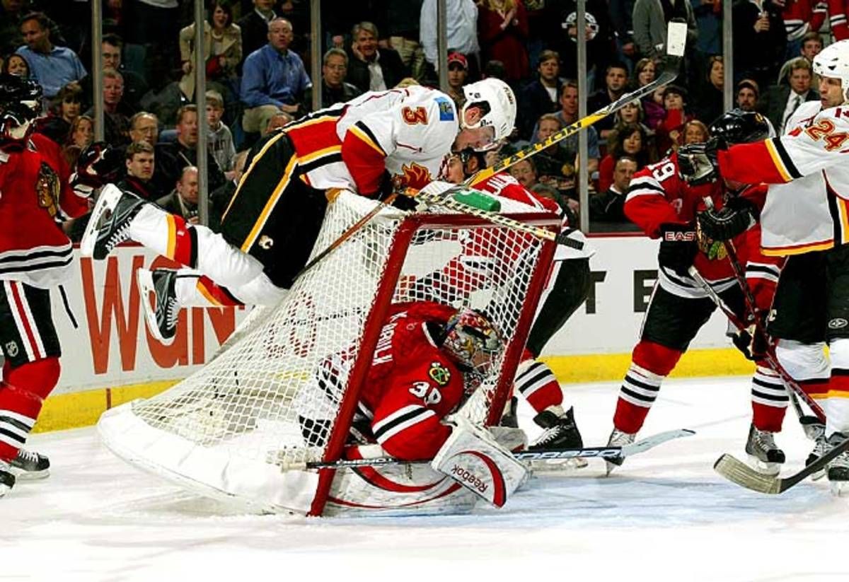 Dion Phaneuf topples the net