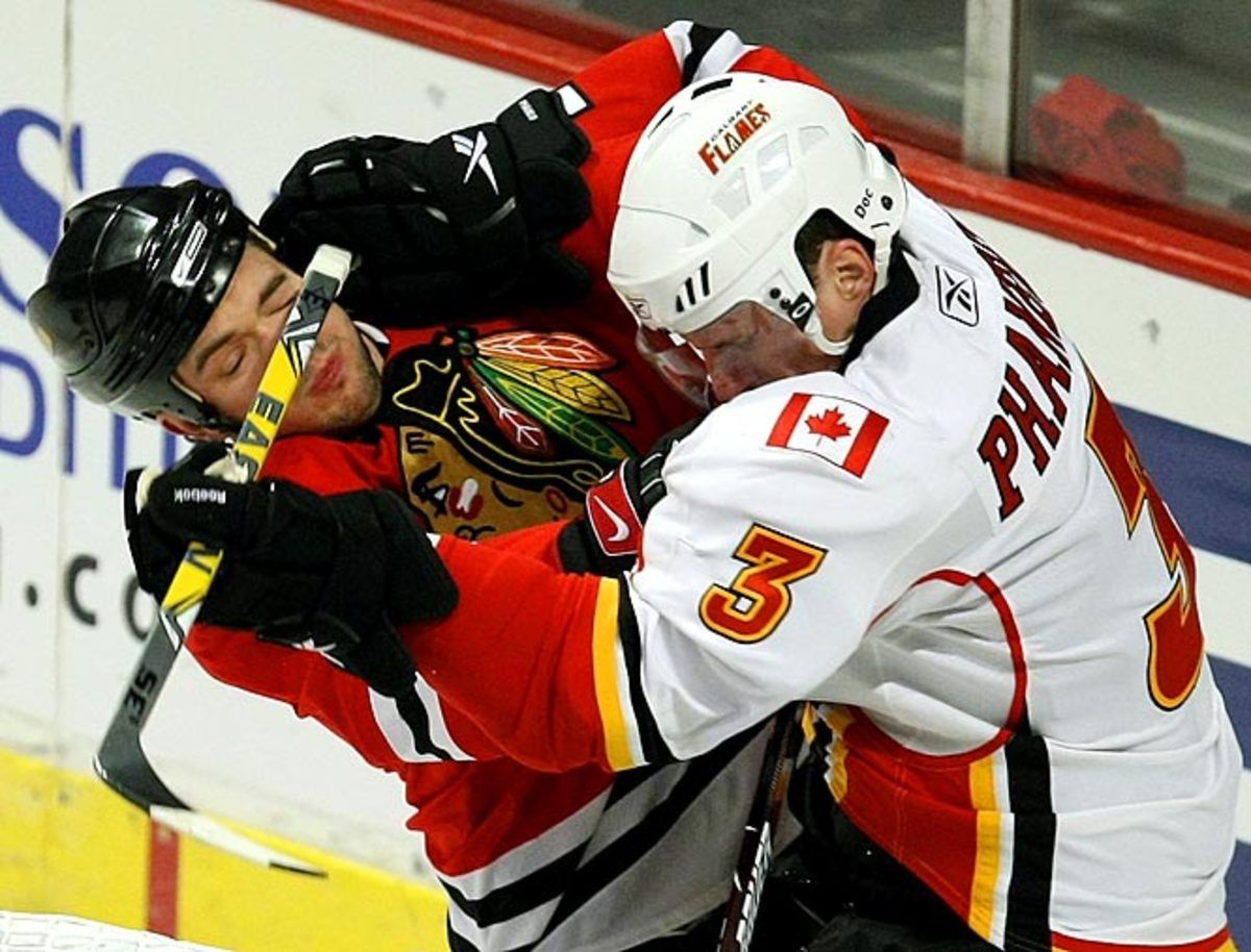 Dion Phaneuf checks Brent Seabrook