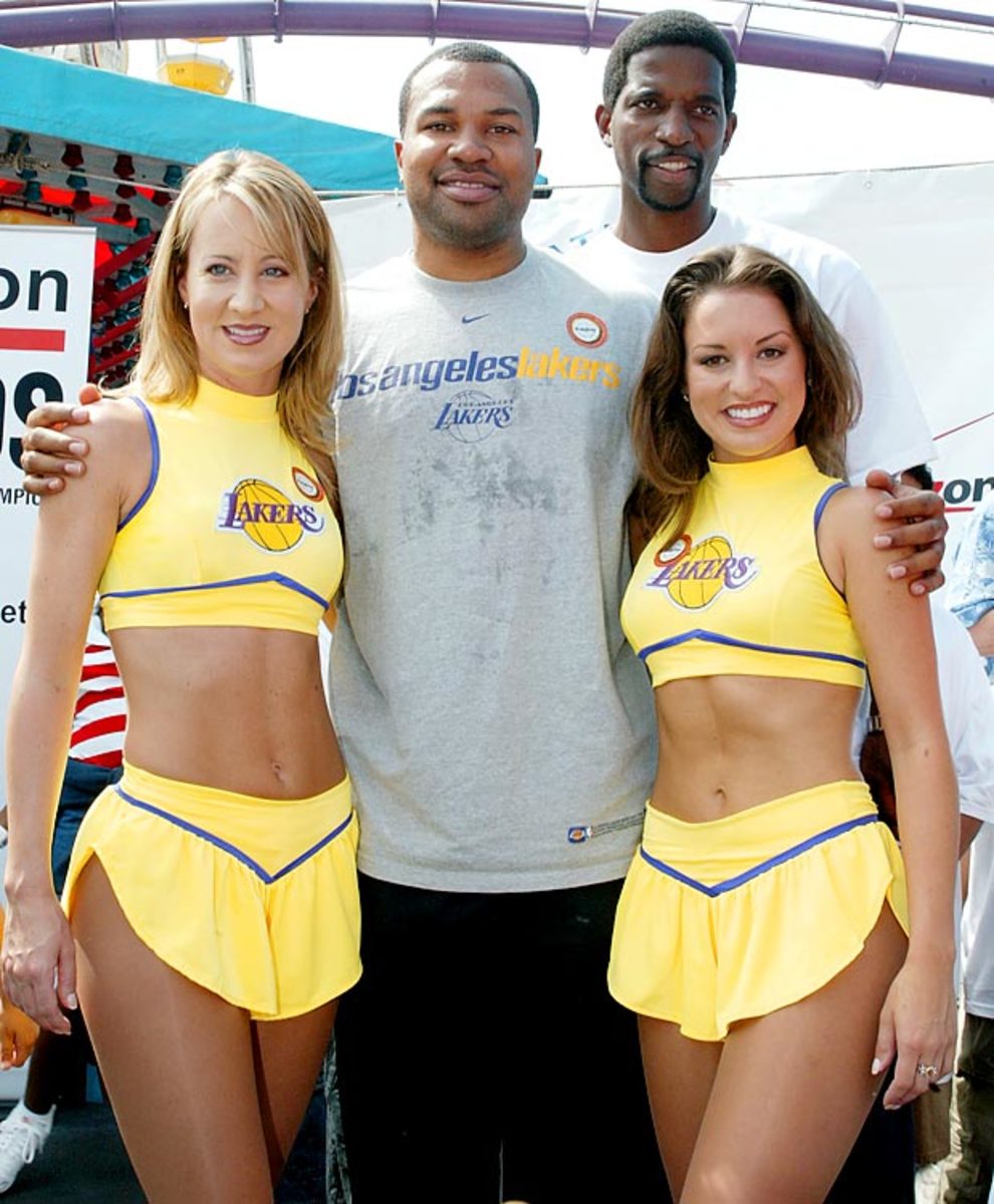 Derrick Fisher, A. C. Green and Laker Girls