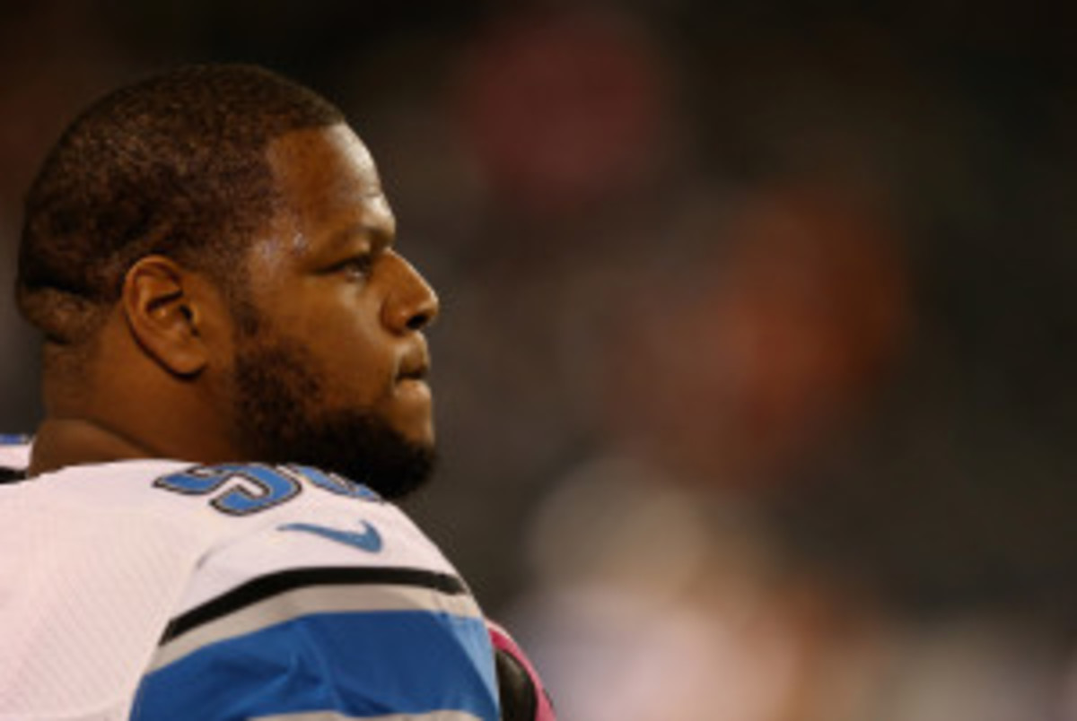 Ndamukong Suh reportedly won't face a fine from the NFL for his actions against the Colts on Sunday. (Jonathan Daniel/Getty Images)