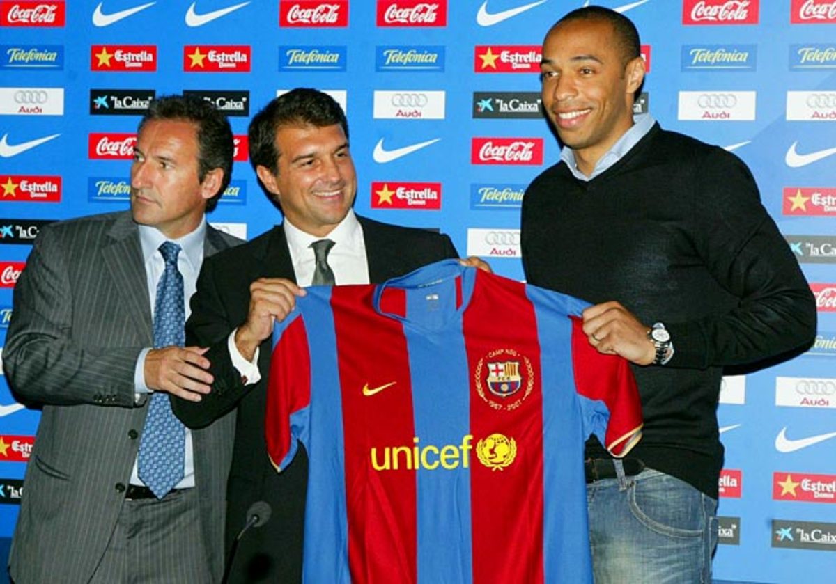  Thierry Henry, Joan Laporta and Txiki Beguiristain