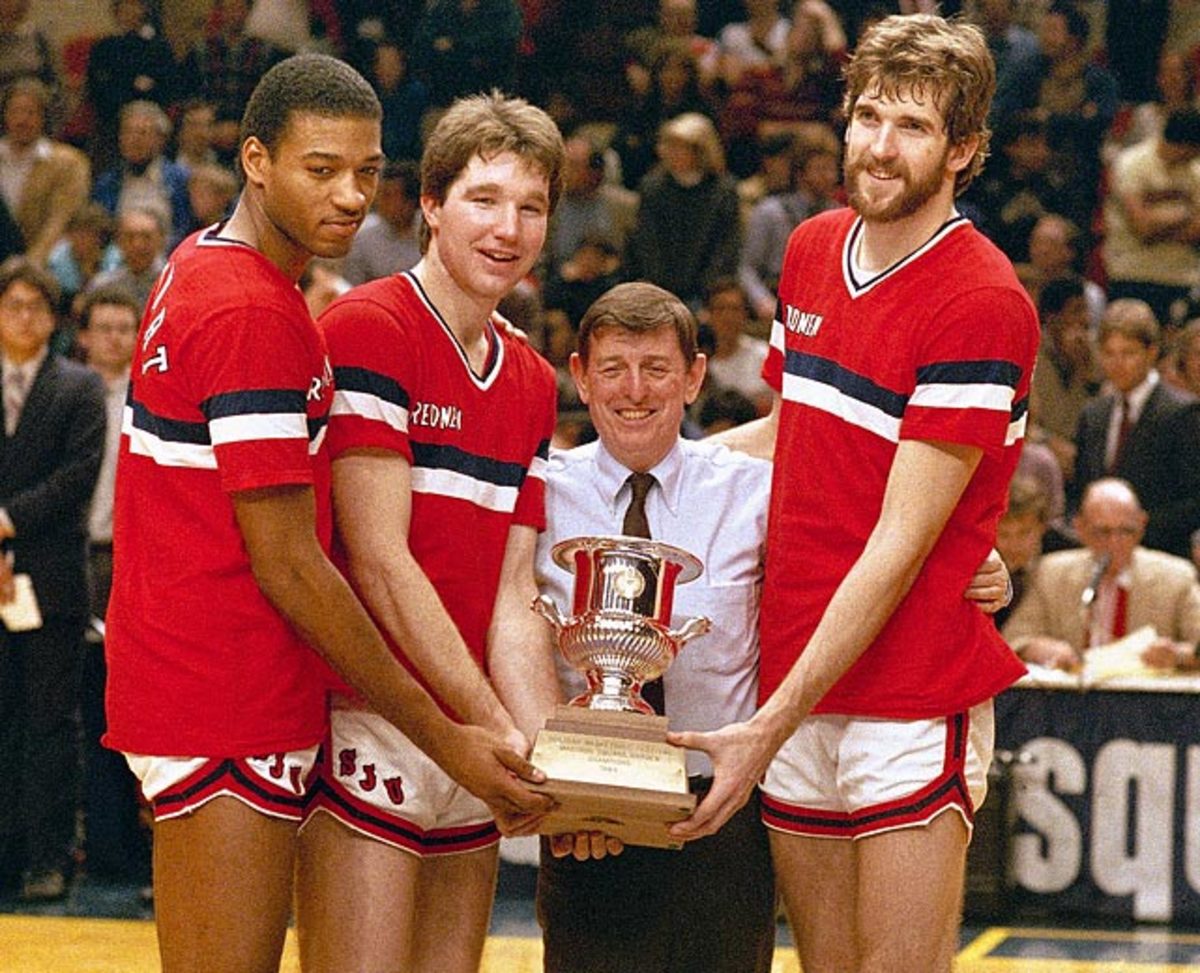 Ron Steward, Chris Mullin, Lou Carnesecca and Bill Wennington