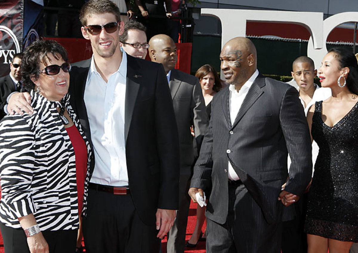 Michael Phelps, his mother Debbie and Mike Tyson