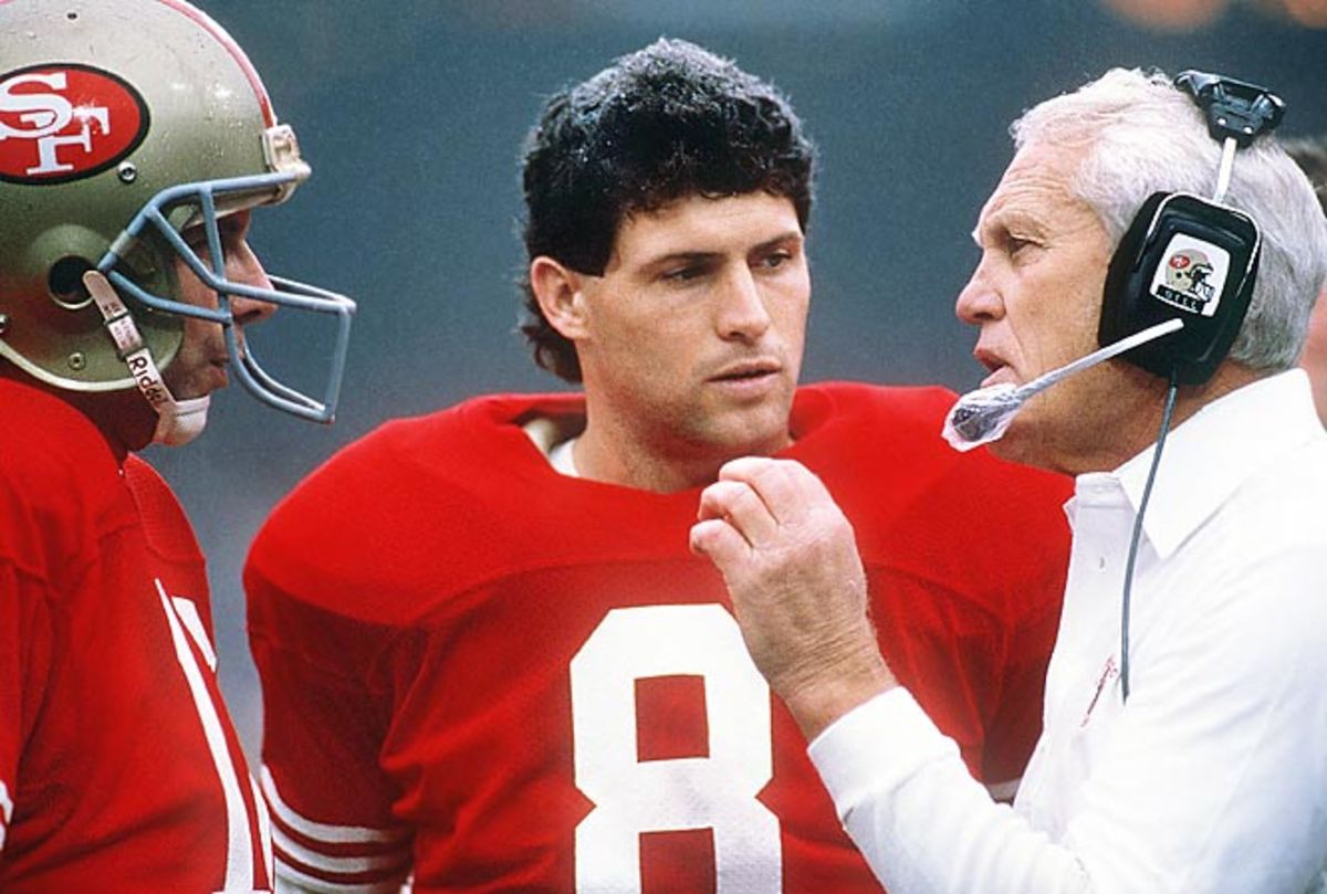 Walsh with Joe Montana and Steve Young in 1987.