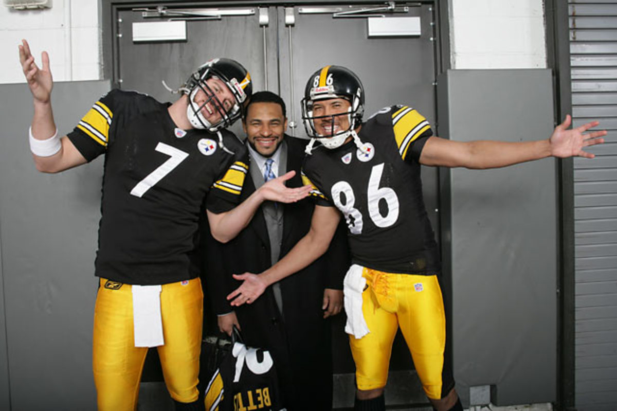 Ben Roethlisberger, Jerome Bettis and Hines Ward 