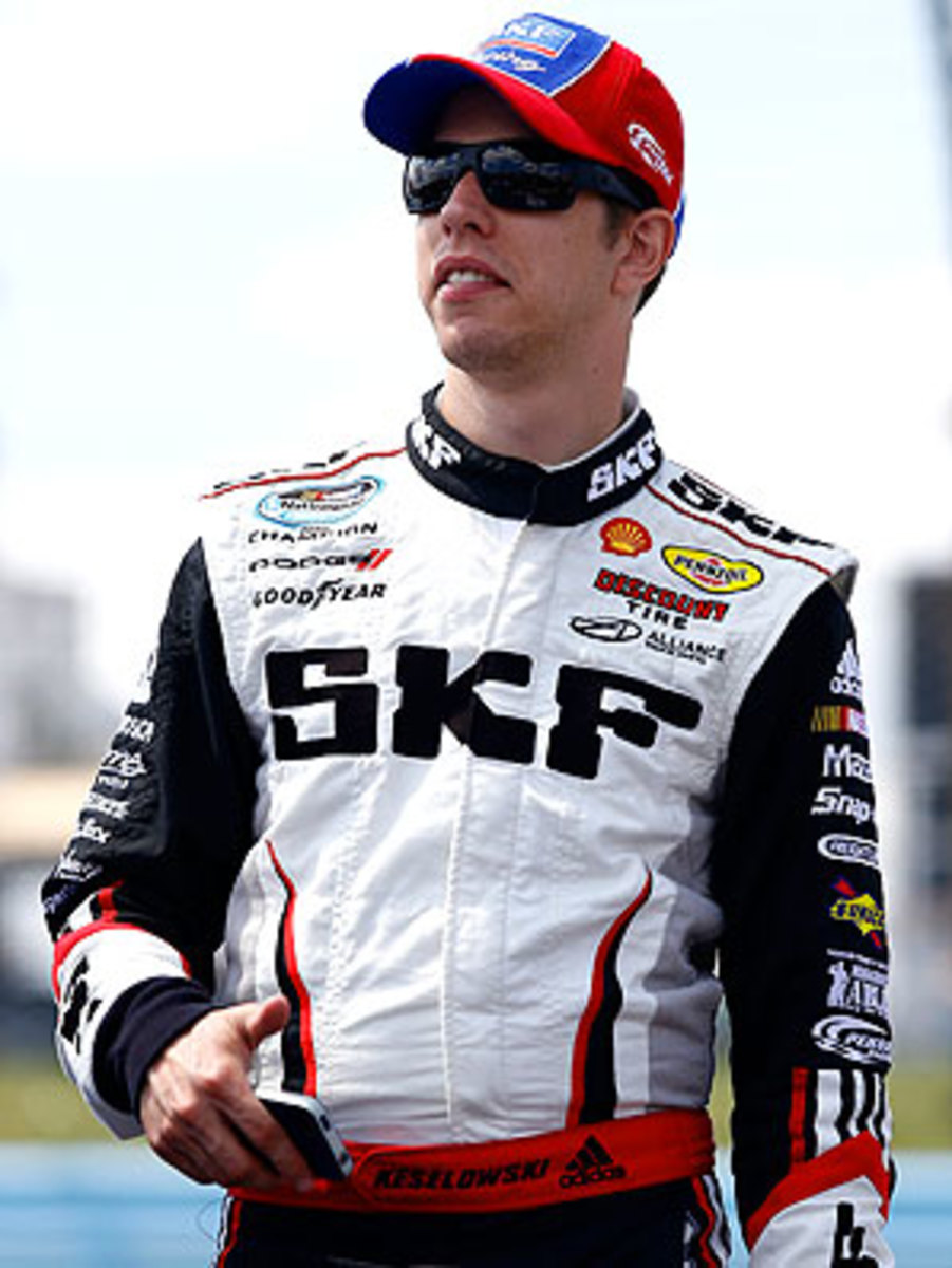 Brad Keselowski touched Kyle Busch in the final lap, which caused Busch to spin out of control and finish seventh.