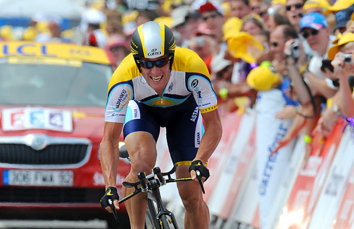 Armstrong sprints to finish at first stage time trial