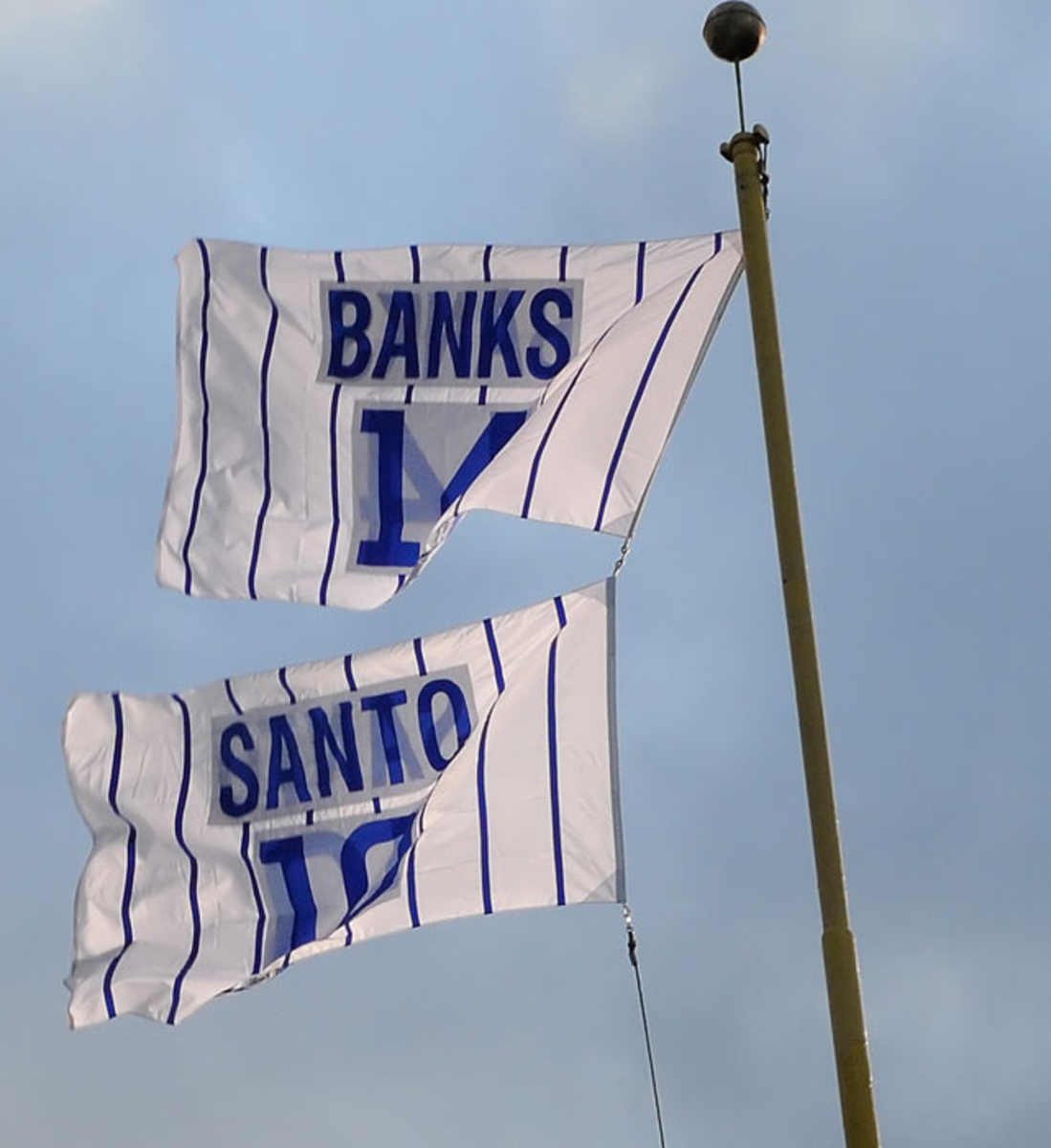 Ernie Banks and Ron Santo flags