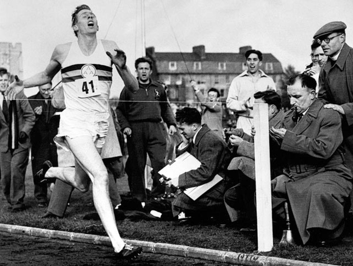Roger Bannister's runs a sub four-minute mile 