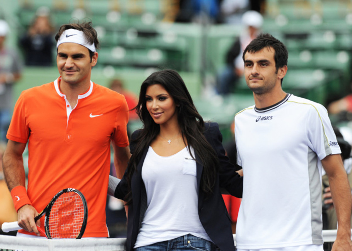 Roger Federer, Florent Serra and Kim Kardashian