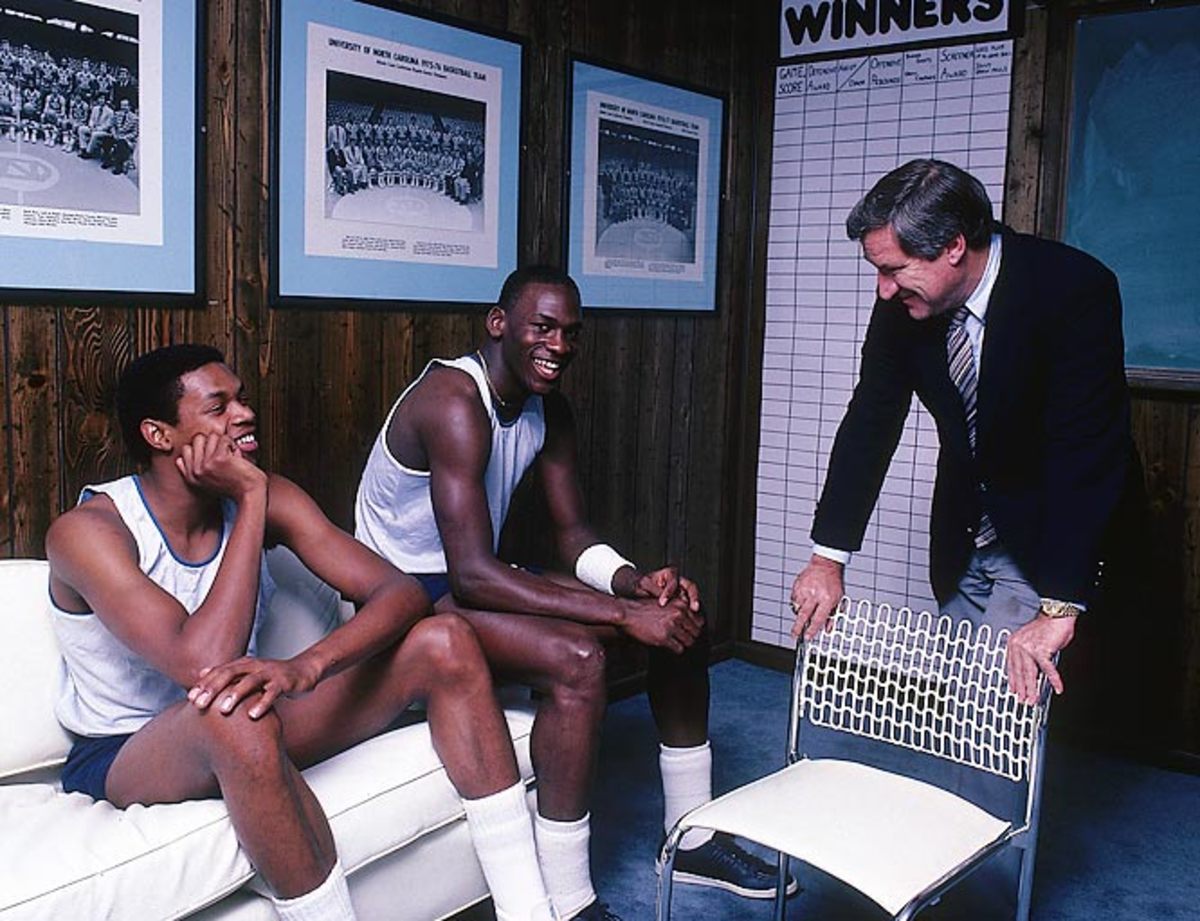 Sam Perkins, Michael Jordan and Dean Smith
