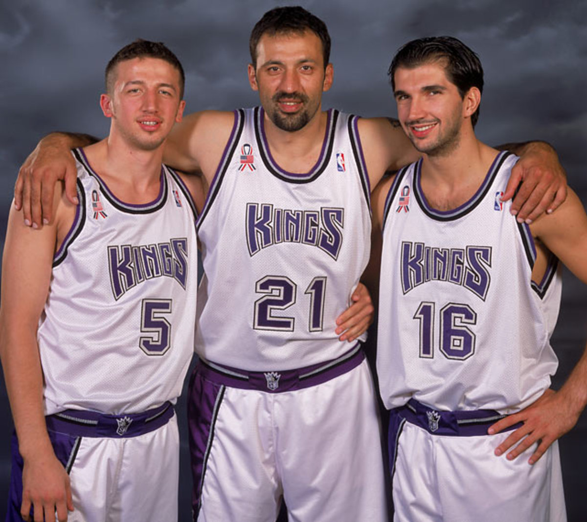 Hedo Turkoglu, Vlade Divac and Predrag Stojakovic