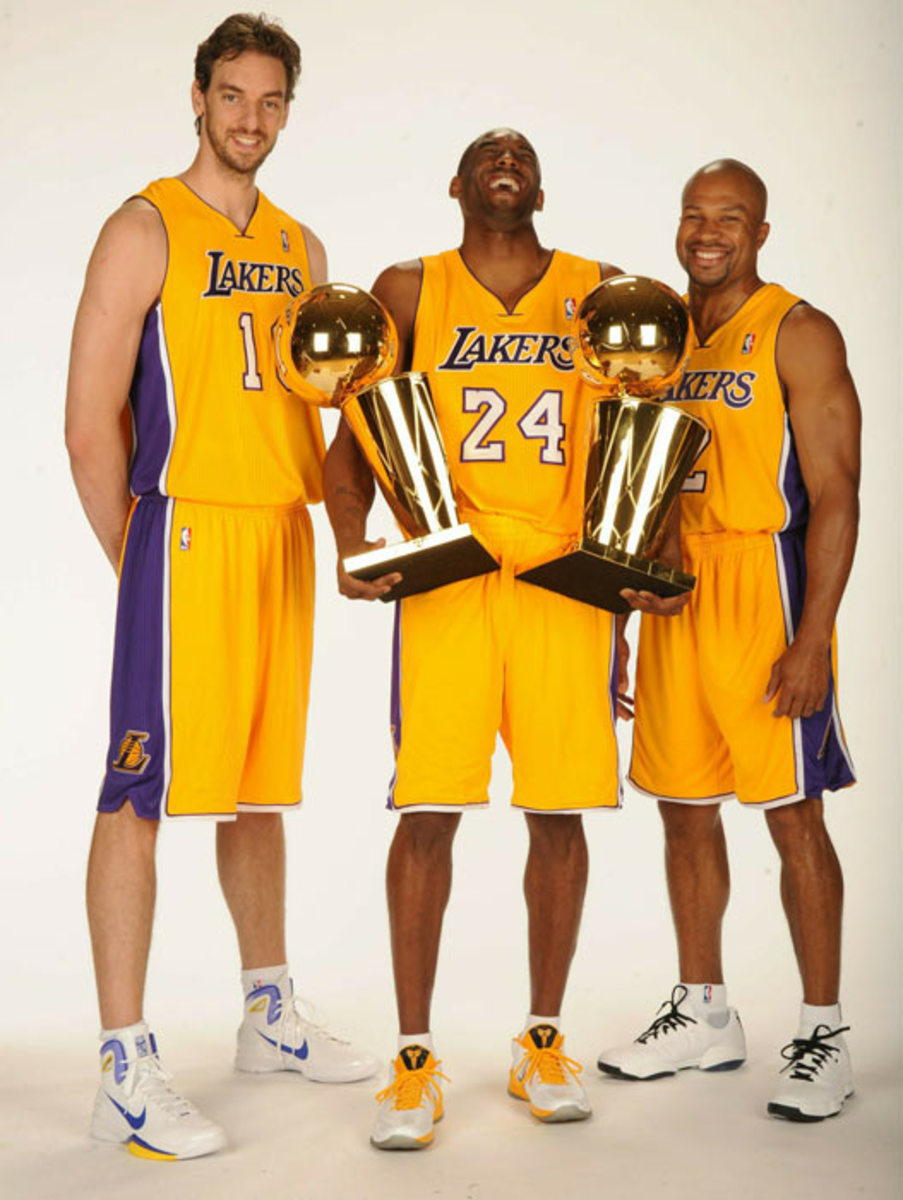 Pau Gasol, Kobe Bryant and and Derek Fisher
