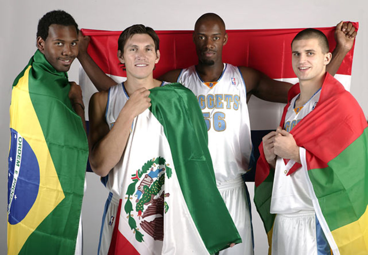 Nene, Eduardo Najera, Francisco Elson and Linas Kleiza