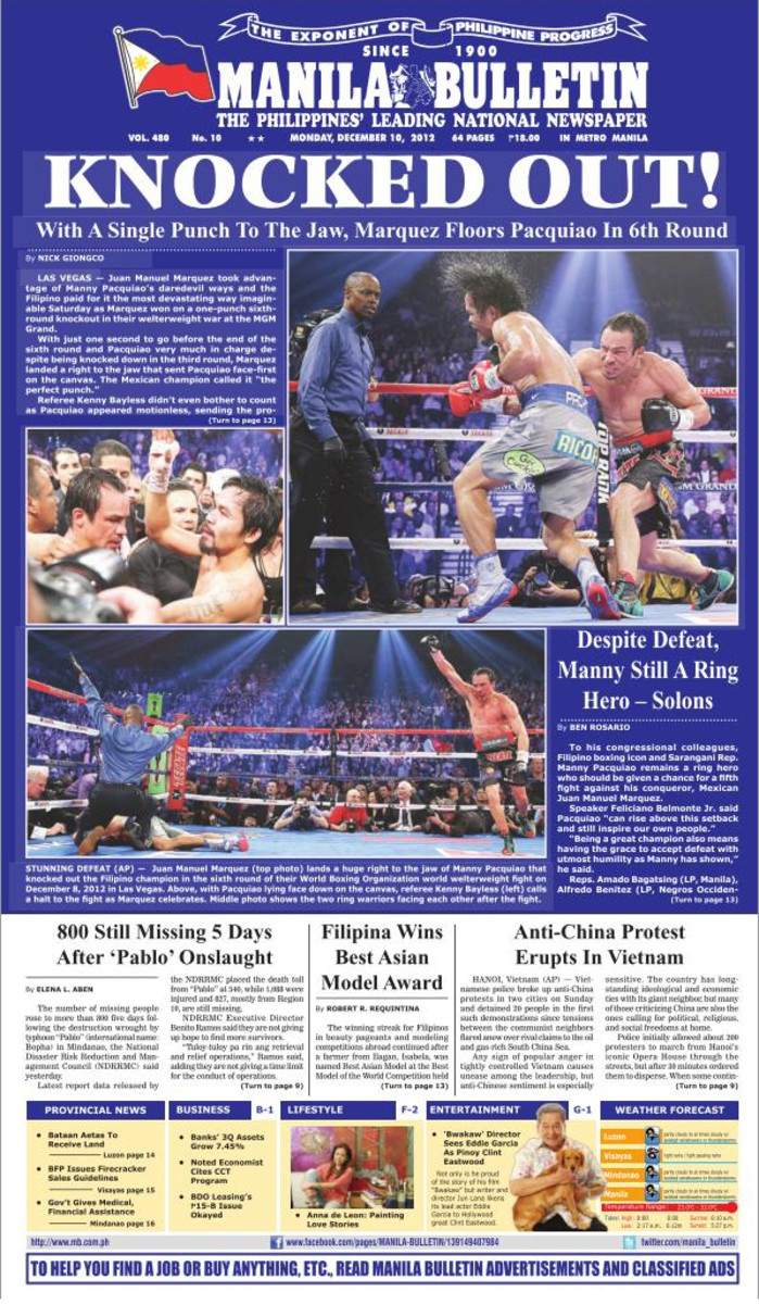 PacquiaoMarquez Newspaper Front Pages Sports Illustrated