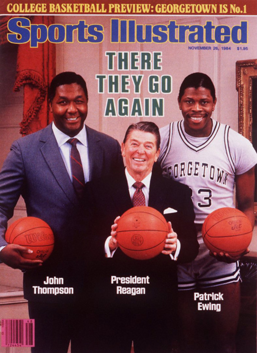 Ronald Reagan, John Thompson, Patrick Ewing 