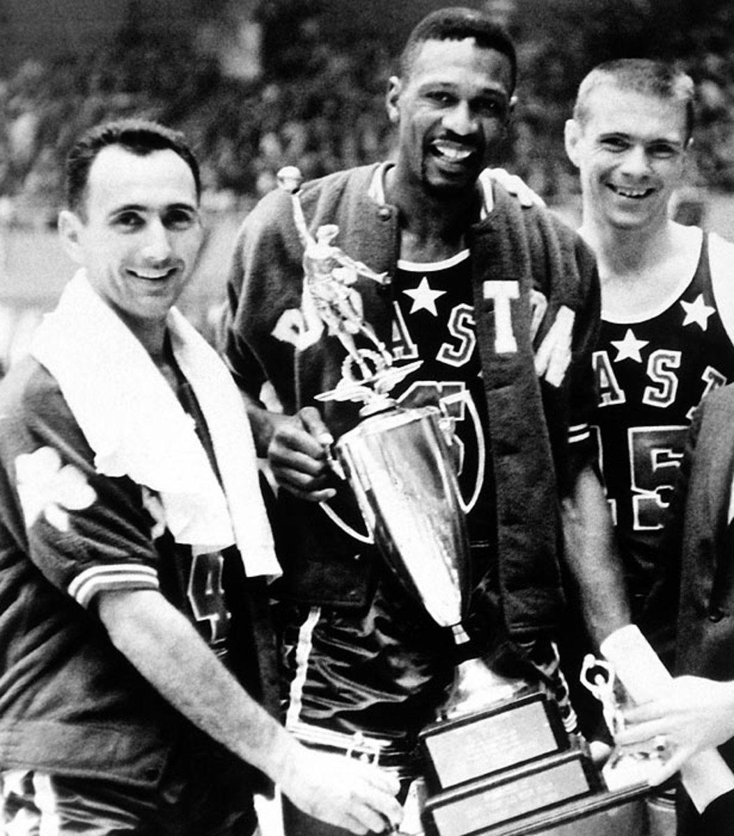 Bob Cousy, Bill Russell and Tom Heinsohn