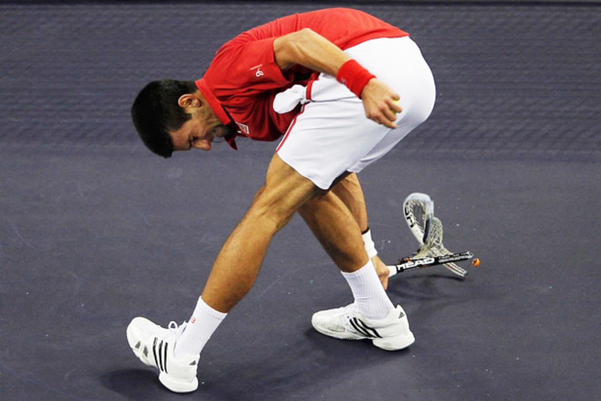 Novak Djokovic racket smash