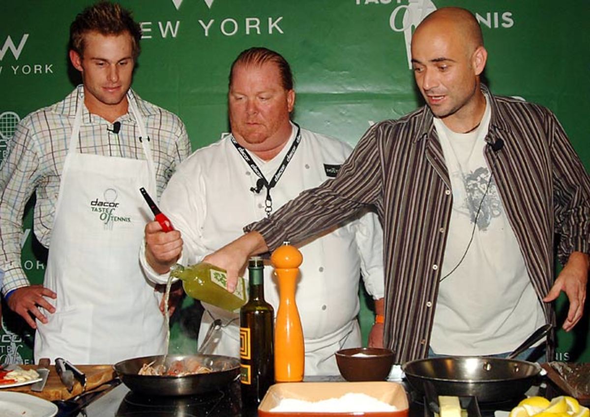 Andy Roddick, Mario Batali and Andre Agassi