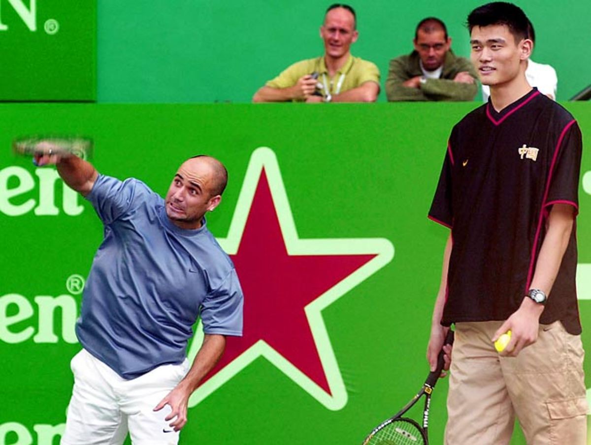 Andre Agassi and Yao Ming