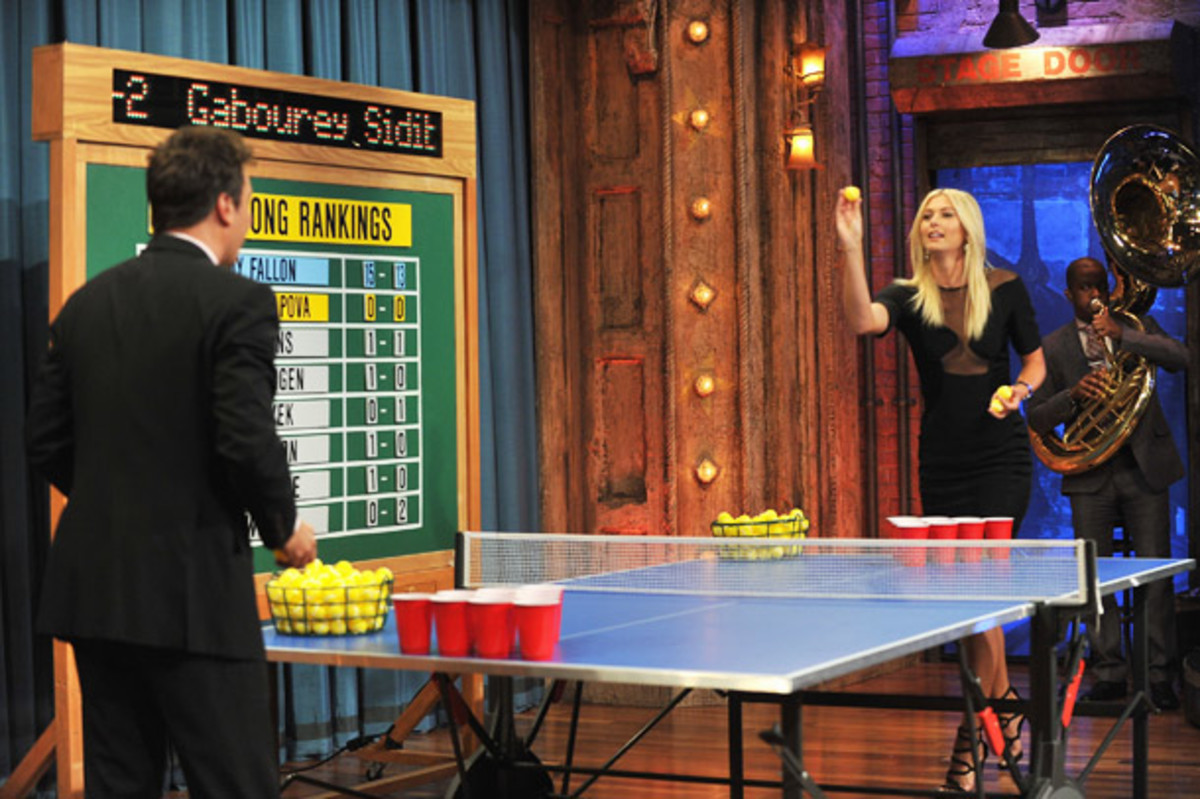Maria Sharapova plays beer pong on 'Late Night With Jimmy Fallon