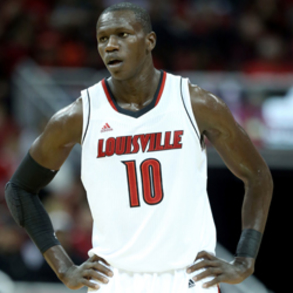 Gorgui Dieng has been out of the Louisville lineup since fracturing his wrist on Nov. 23. (Andy Lyons/Getty Images)