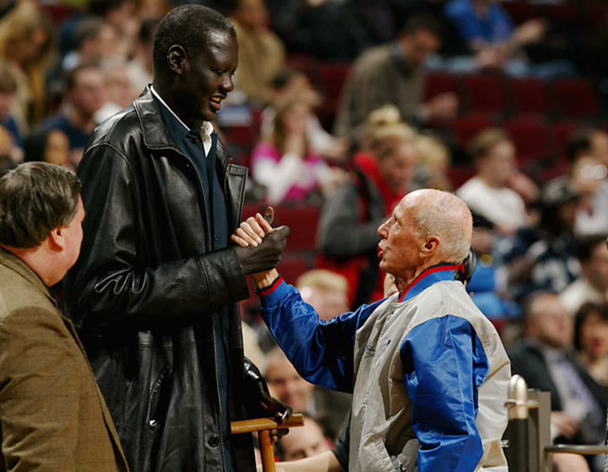 Manute Bol and Dick Bavetta