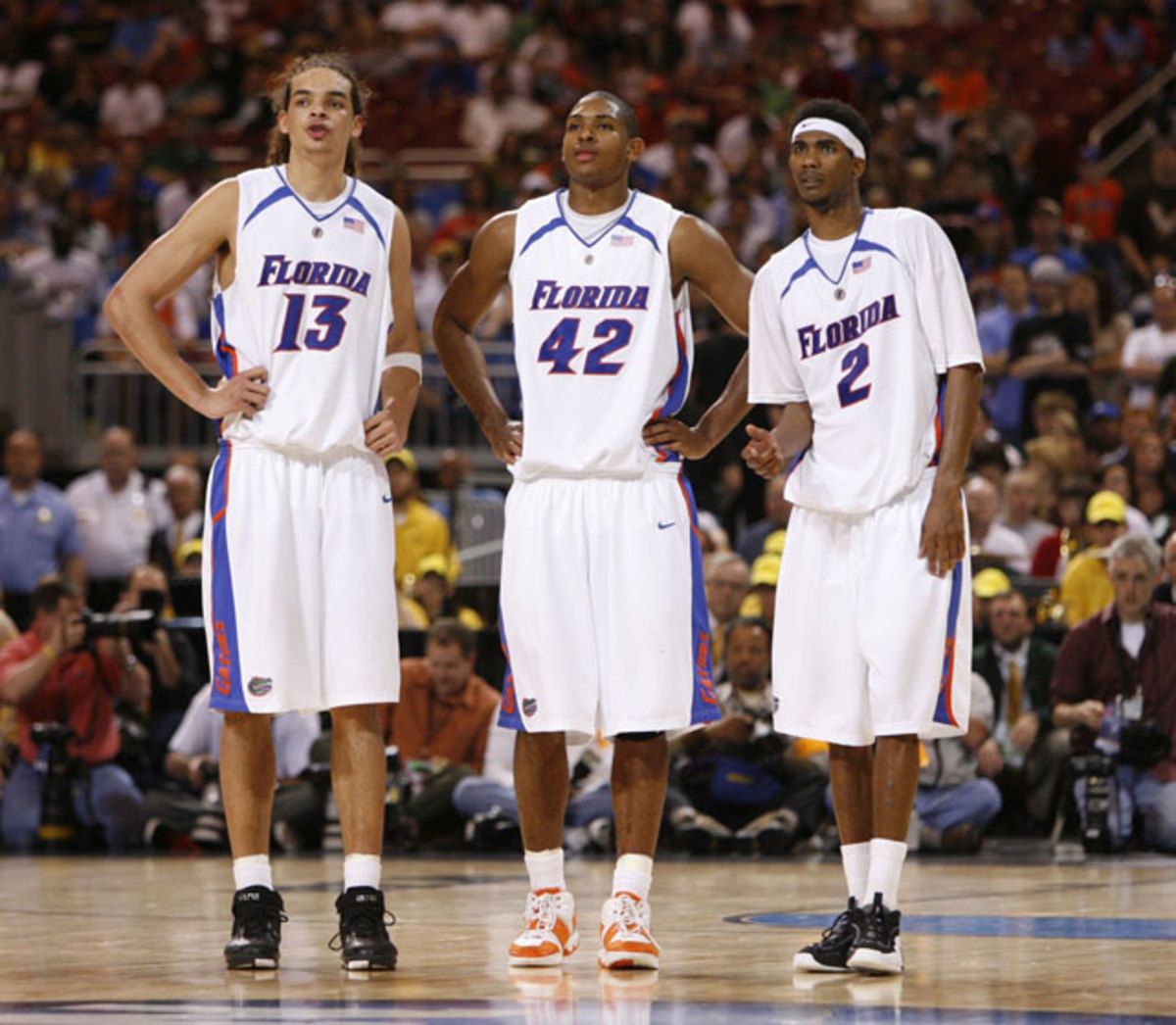 Joakim Noah, Al Horford and Corey Brewer