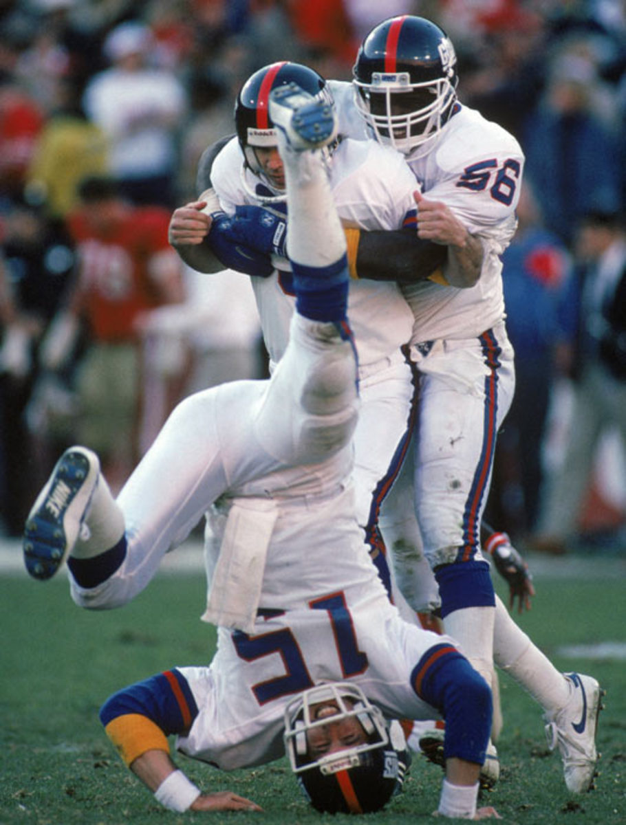 Jeff Hostetler, Matt Bahr and Lawrence Taylor