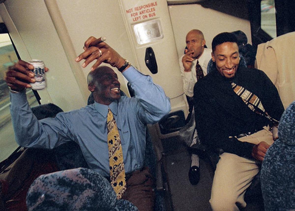 Michael Jordan, Ron Harper, and Scottie Pippen