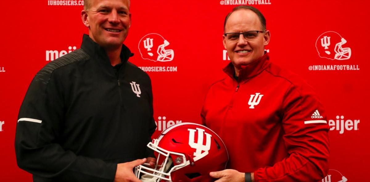 Indiana offensive coordinator Kalen DeBoer (left) has been a great hire for Indiana coach Tom Allen. (Photos courtesy of IU Athletics)