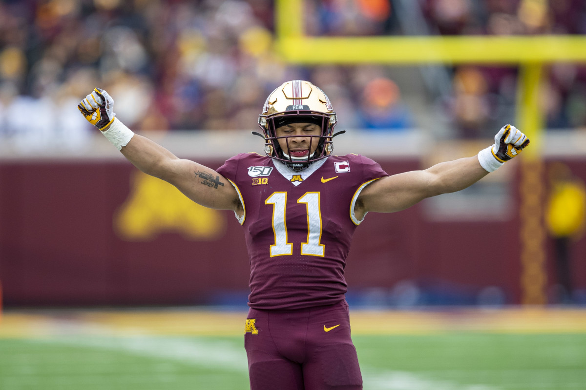 Minnesota's Antoine Winfield Jr. reacts after making a play in last Saturday's win over Penn State.
