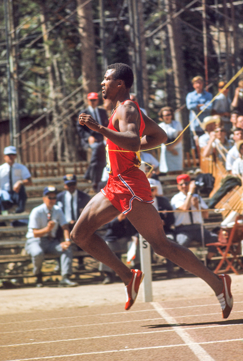 At the Summit oval outside Tahoe, Carlos (winning the 200) and others tried out Puma’s No. 296 shoe to record-breaking results. (Jerry Cooke)