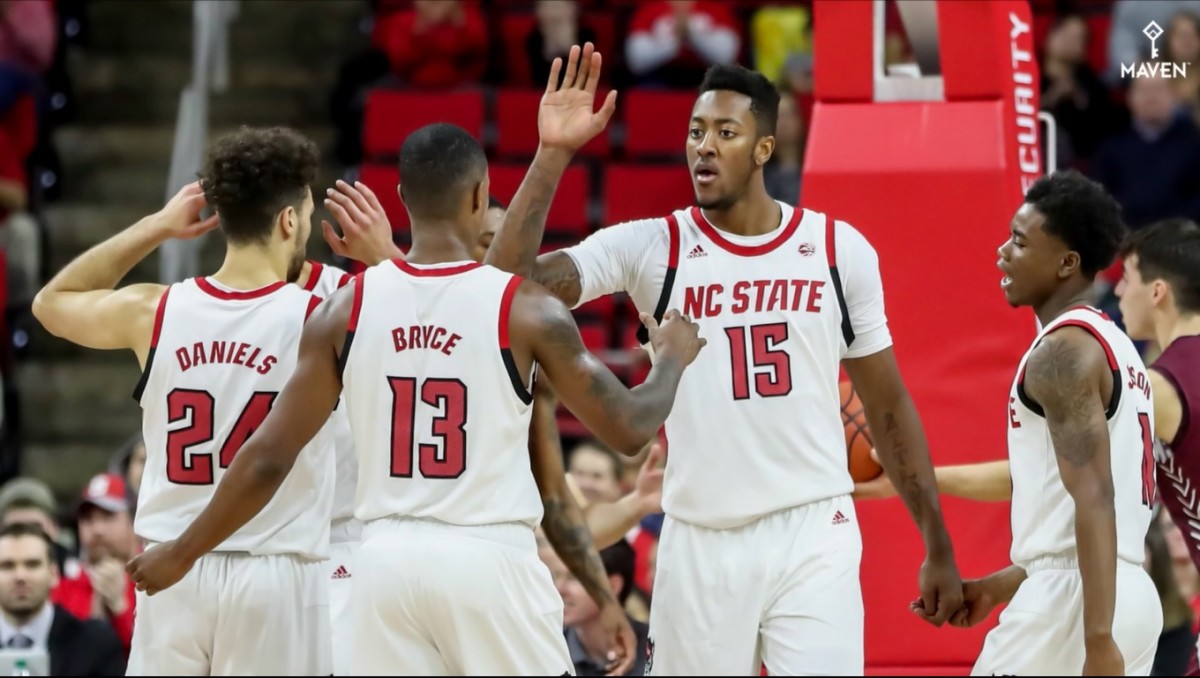 Devon Daniels (24), C.J. Bryce (13), Manny Bates (15) and Markell Johnson (11) are part of the Wolfpack's balanced lineup