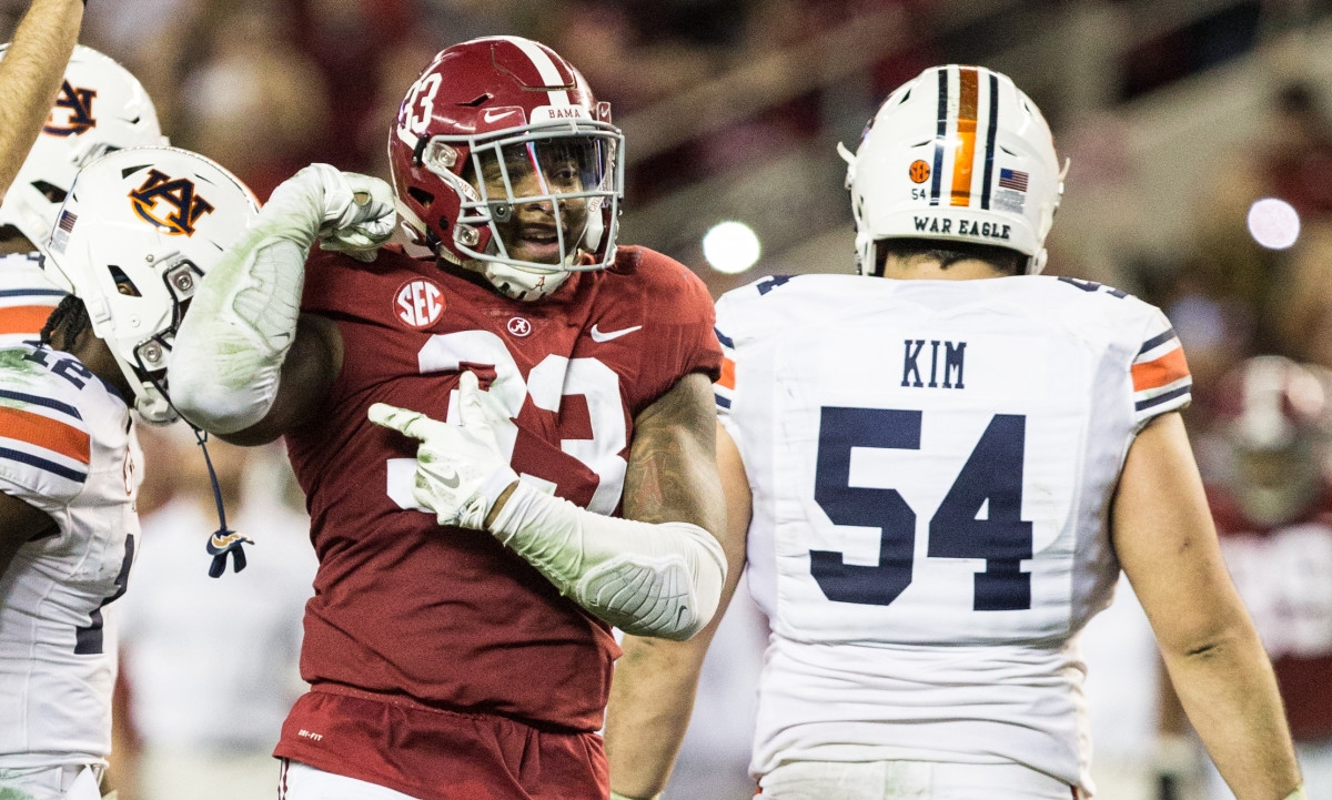 Anfernee Jennings during Alabama's 52-21 victory over Auburn in 2018