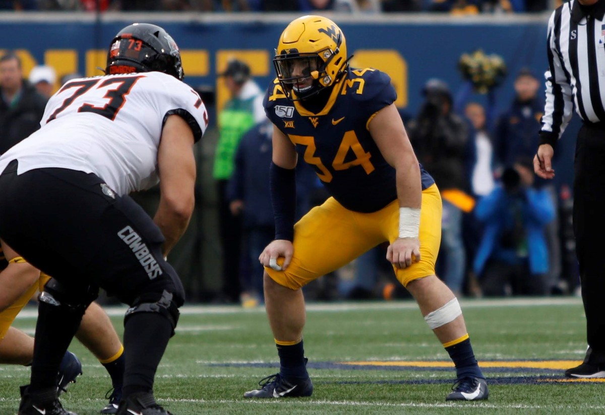 West Virginia linebacker Shea Campbell led the Mountaineers in tackles (8) in his final collegiate game.