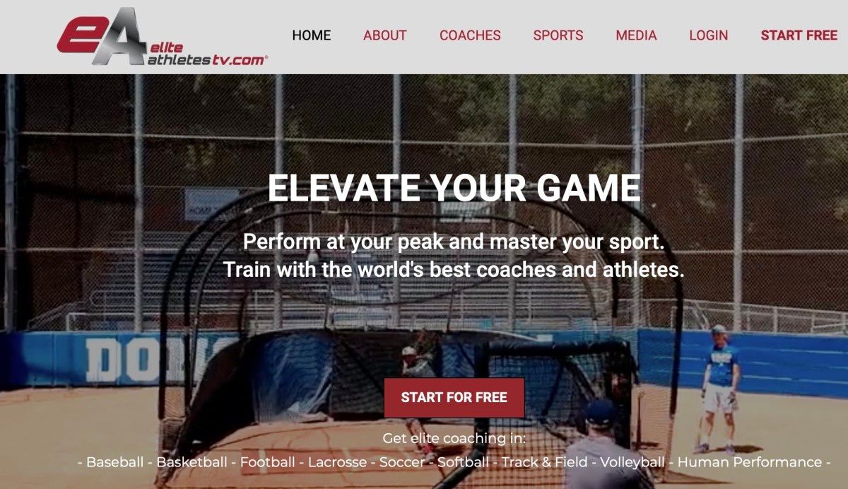 EliteAthletesTV.com webpage